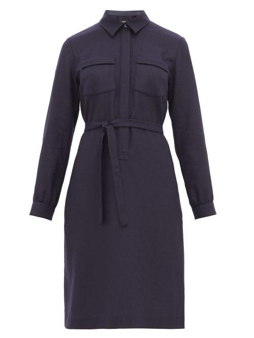 Matchesfashion.com A.p.c. - Angele Wool Shirtdress - Womens - Navy