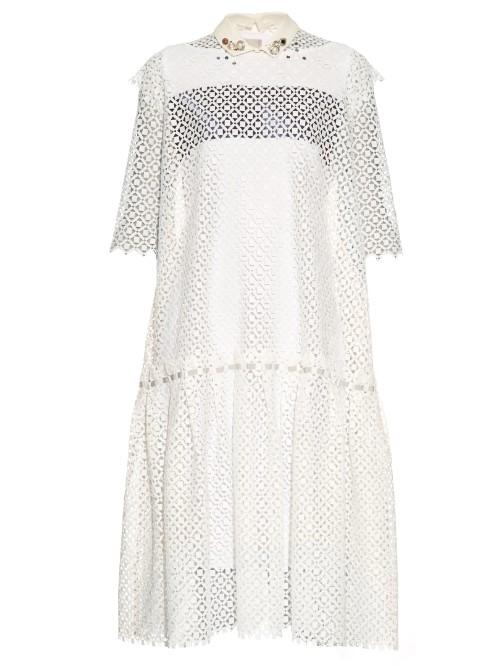 Kolor Drop-waisted Broderie-anglaise Dress