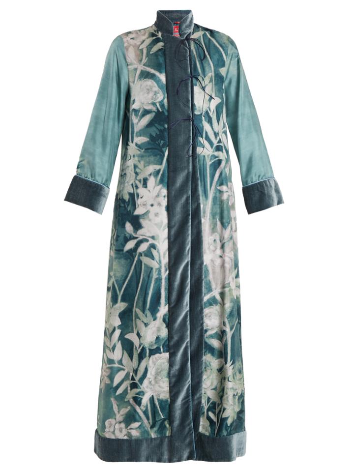 F.r.s - For Restless Sleepers Euribia Ramage Floral-print Lace-up Silk Kimono