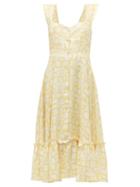 Matchesfashion.com Gioia Bini - Camilla Ruffle Trimmed Linen Dress - Womens - Yellow