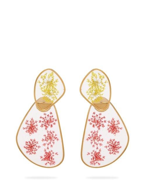 Matchesfashion.com Peter Pilotto - Double Face Flower Drop Earrings - Womens - Gold