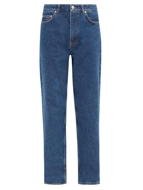 Matchesfashion.com Ganni - Logo-print High-rise Straight-leg Jeans - Womens - Denim