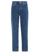 Matchesfashion.com Ganni - Logo-print High-rise Straight-leg Jeans - Womens - Denim