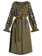 Vita Kin Fatima's Eye Embroidered Linen Midi Dress