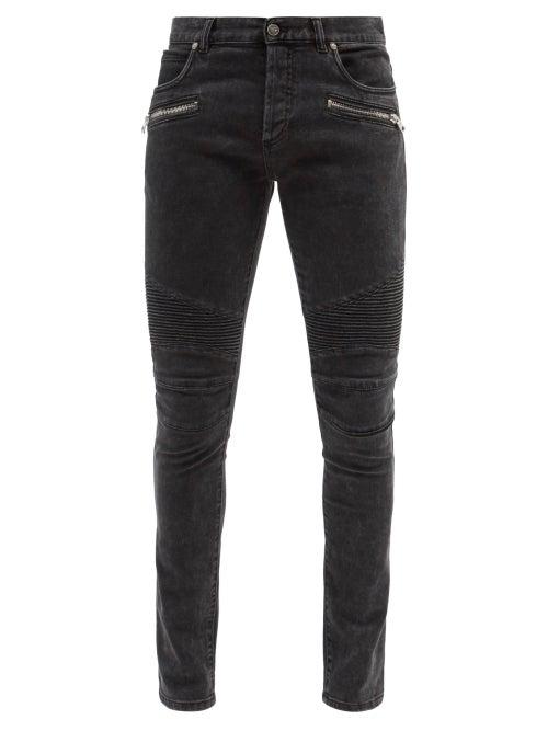 Mens Rtw Balmain - Panelled Slim-leg Jeans - Mens - Black