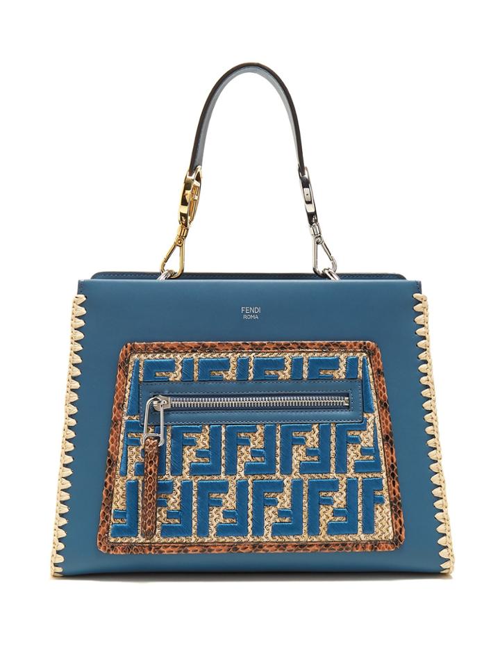 Fendi Runaway Small Snakeskin-trimmed Leather Bag