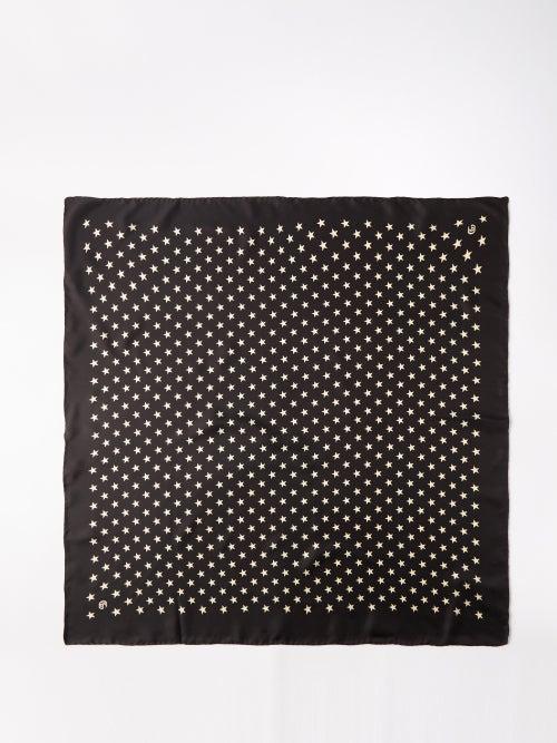 Gucci - Star-print Silk Pocket Square - Mens - Black White
