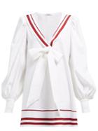 Matchesfashion.com Franoise - Sailor Collar Linen Blend Mini Dress - Womens - White