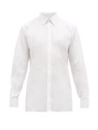 Matchesfashion.com Balmain - Logo Embroidered Cotton Poplin Shirt - Mens - White