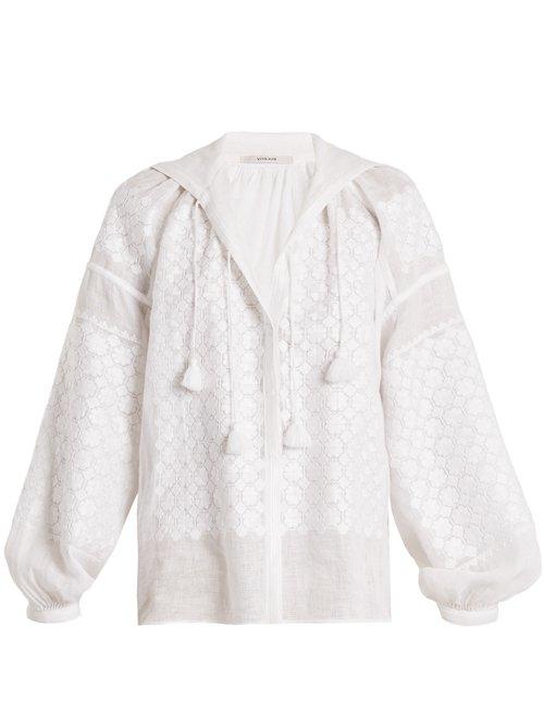 Matchesfashion.com Vita Kin - Strawberry Field Lightweight Linen Blouse - Womens - White