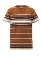 Matchesfashion.com Loewe - Anagram-embroidered Striped Cotton-jersey T-shirt - Mens - Brown Multi