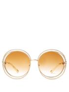 Matchesfashion.com Chlo - Carlina Chain Frame Oversized Round Sunglasses - Womens - Gold