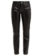 Matchesfashion.com Mm6 Maison Margiela - Contrast Stitch Leather Trousers - Womens - Black