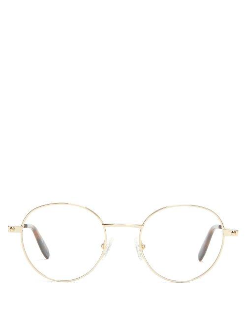 Matchesfashion.com Alexander Mcqueen - Round Metal Glasses - Womens - Gold