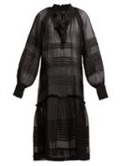 Matchesfashion.com Lee Mathews - Rosa Pleated Silk Georgette Dress - Womens - Black