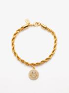 Crystal Haze - Smiley-pendant 18kt Gold-plated Bracelet - Womens - Gold Multi