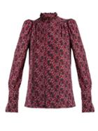 Matchesfashion.com Isabel Marant - Lamia Leaf Print Silk Blouse - Womens - Navy Multi