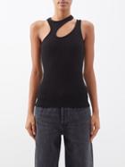 Agolde - Athena Asymmetric Ribbed Tank Top - Womens - Black