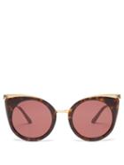 Matchesfashion.com Cartier Eyewear - Panthre Cat Eye Tortoiseshell Acetate Sunglasses - Womens - Black Multi