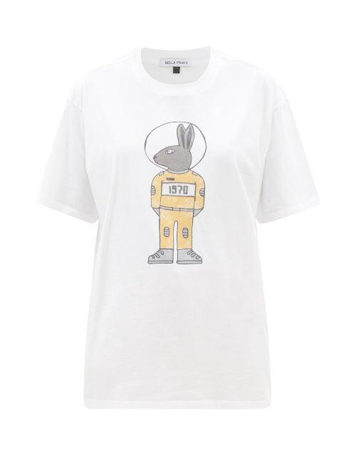 Ladies Rtw Bella Freud - Mythical Bunny-print Organic Cotton-jersey T-shirt - Womens - White