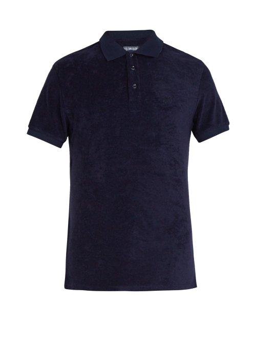 Matchesfashion.com Vilebrequin - Terry Cloth Cotton Blend Polo Shirt - Mens - Navy