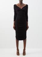 Norma Kamali - Tara V-neck Stretch-jersey Dress - Womens - Black