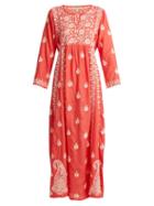 Matchesfashion.com Muzungu Sisters - Floral Embroidered Silk Dress - Womens - Pink