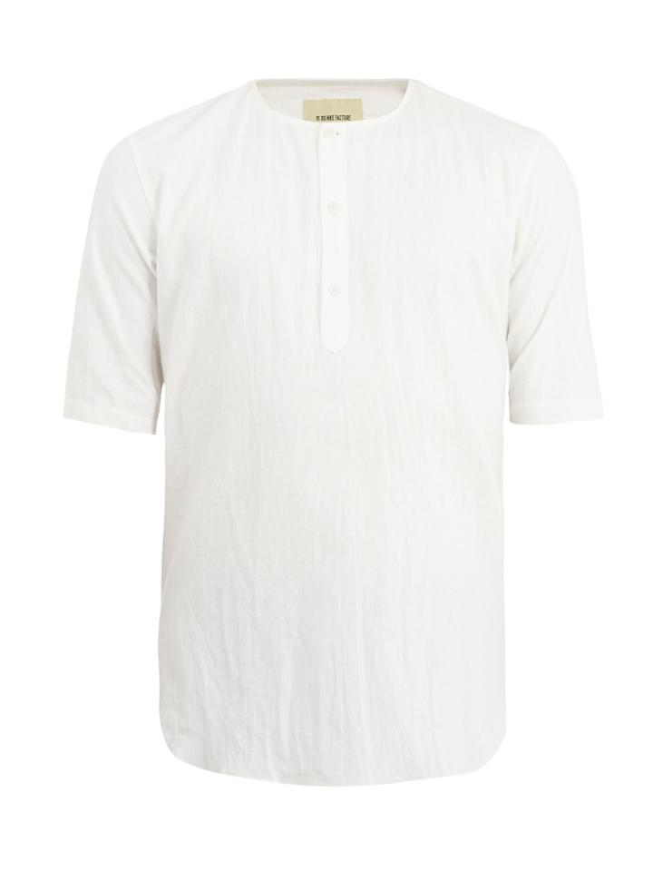 De Bonne Facture Short-sleeved Linen And Cotton-blend Shirt