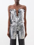 Isabel Marant - Mandy Sequinned Plunge Top - Womens - Silver