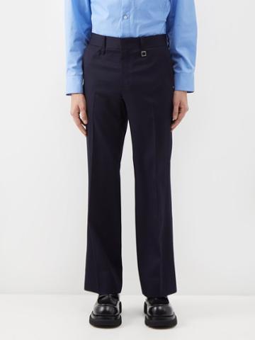 Wooyoungmi - Flat-front Wool-twill Suit Trousers - Mens - Navy