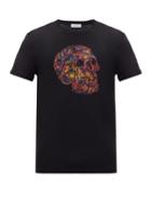 Matchesfashion.com Alexander Mcqueen - Floral Skull-print Jersey T-shirt - Mens - Black