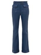 Matchesfashion.com Sies Marjan - Nola High Rise Leather Trousers - Womens - Navy
