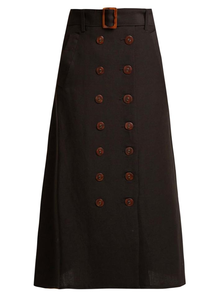 Albus Lumen Monica Buttoned Linen Skirt