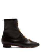 Valentino Eyelet-embellished Leather Ankle Boots
