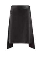 Mm6 Maison Margiela - Curved-hem Faux-leather Skirt - Womens - Black