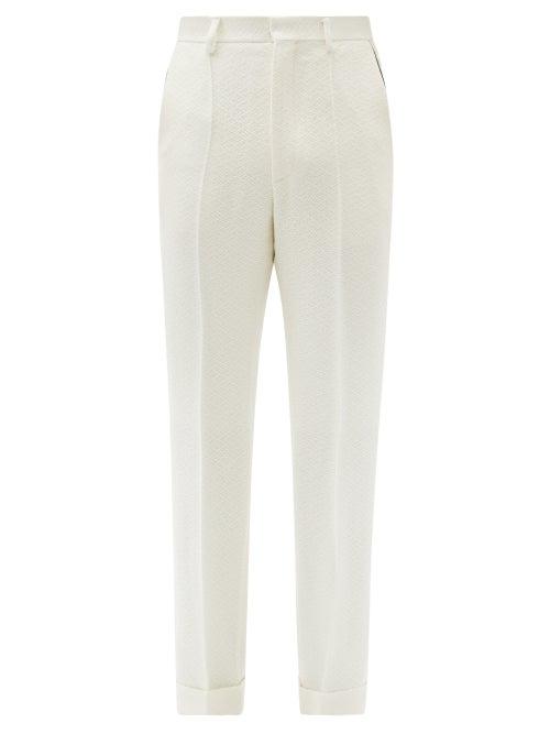 Matchesfashion.com Casablanca - Piped-pocket Straight-cut Crepe Trousers - Mens - White