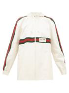 Matchesfashion.com Gucci - Web-striped Back-pleat Cotton Jacket - Womens - Ivory Multi
