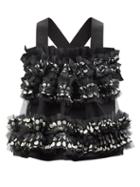 Noir Kei Ninomiya - Polka-dot Ruffled Satin And Tulle Top - Womens - Black
