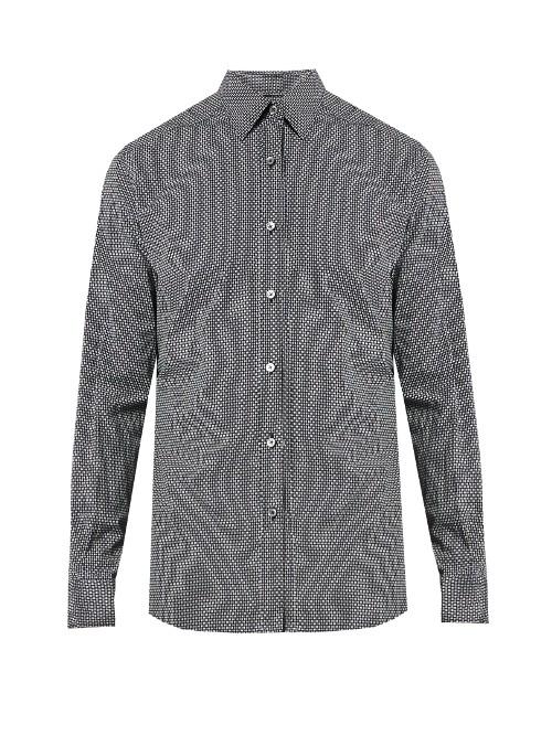 Ermenegildo Zegna Micro Geometric-print Cotton Shirt