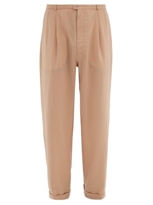 Matchesfashion.com Gucci - Folded Cuff Tailored Wool Trousers - Mens - Beige