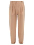 Matchesfashion.com Gucci - Folded Cuff Tailored Wool Trousers - Mens - Beige