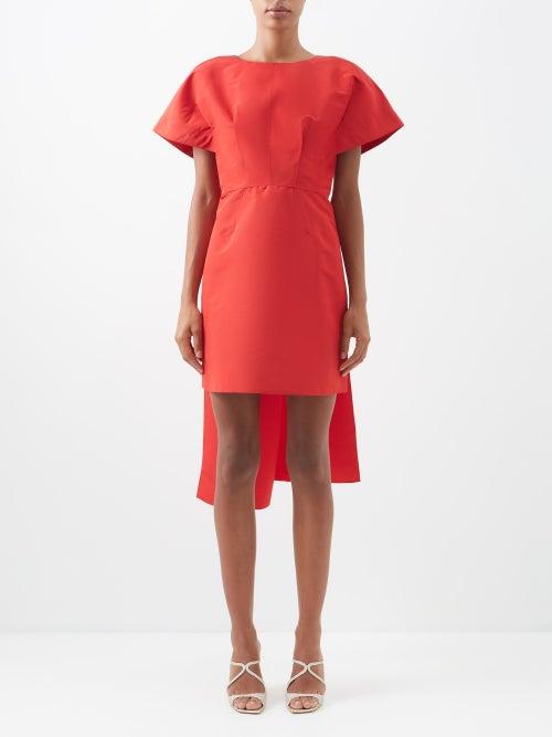 Carolina Herrera - Back-bow Silk-gabardine Mini Dress - Womens - Red