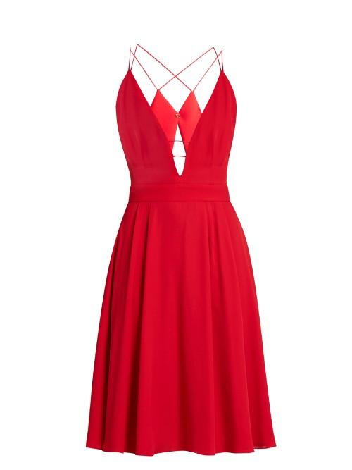La Mania Selene Plunging V-neck Sleeveless Crepe Dress