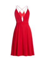 La Mania Selene Plunging V-neck Sleeveless Crepe Dress