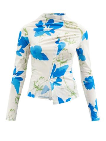 Ladies Rtw Rejina Pyo - Alix High-neck Floral-print Jersey Top - Womens - Blue Multi