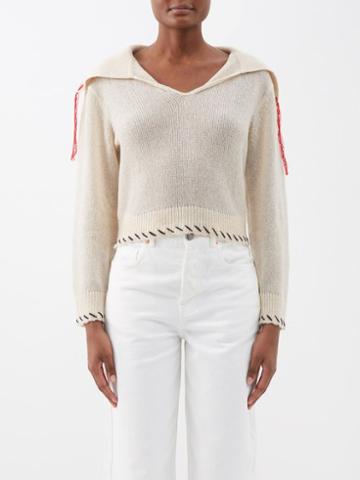 The Elder Statesman - Nimbus Whipstitched Cashmere-blend Sweater - Womens - Beige Multi