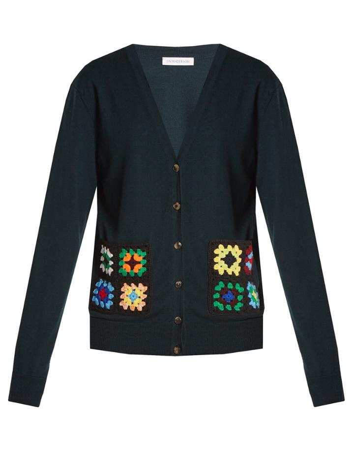 J.w.anderson Crochet-pocket Wool Cardigan