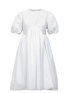 Matchesfashion.com Cecilie Bahnsen - Thelma Puff-sleeve Cloqu Mini Dress - Womens - White