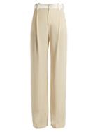 Matchesfashion.com Lanvin - Side Stripe Wide Leg Crepe Trousers - Womens - Ivory