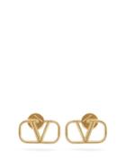 Matchesfashion.com Valentino Garavani - V-logo Plaque Earrings - Womens - Gold